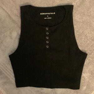 Black half bottom up crop top